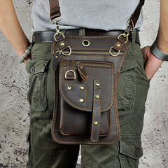 Cool Leather Utility Drop Leg Bag Belt Pouch Mens Waist Bag Shoulder Bag for Men - iwalletsmen