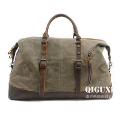 Mens Waxed Large Canvas Weekender Bag Canvas Travel Bag Canvas Overnight Bag for Men - iwalletsmen
