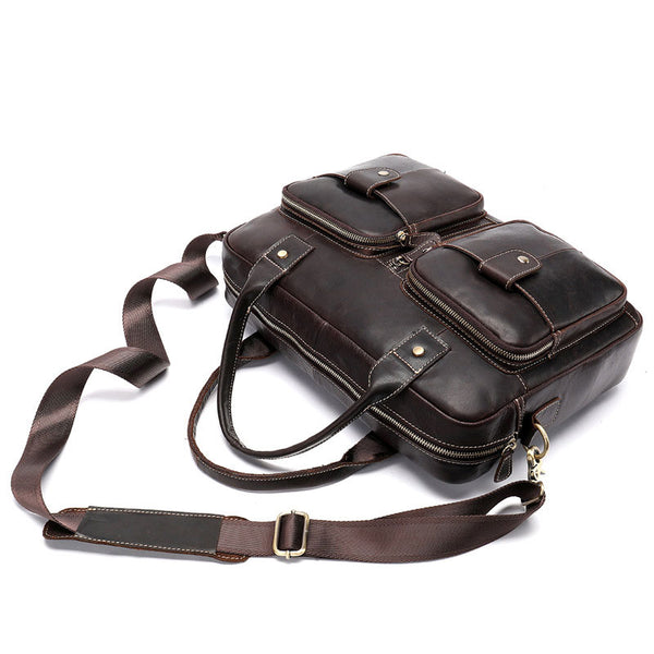 GENUINE LEATHER MENS Laptop BAG BRIEFCASE WORK BAG BUSINESS BAGS FOR MEN - iwalletsmen