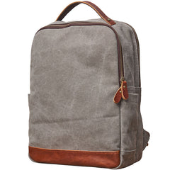 Cool Canvas Leather Mens Backpack Canvas Travel Bag Canvas School Bag for Men - iwalletsmen
