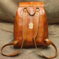 Casual Black Leather Men's Backpack College Backpack Brown 14inch Laptop Backpack For Men and Women - iwalletsmen