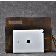 Retro Brown Leather Mens Business Clutch Bag Side Bag Handbag Small Messenger Bag For Men - iwalletsmen