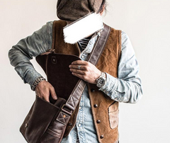 Genuine Leather Mens Messenger Bag Briefcase Laptop Bag Bike Bag Cycling Bag for men - iwalletsmen