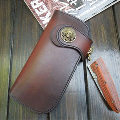 Handmade Leather Biker Wallet Mens Cool Chain Wallet Trucker Wallet with Chain