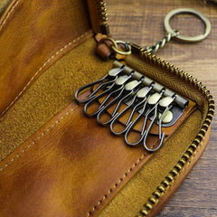 Brown Leather Men's Key Wallet Car Key Case Black Leather Key Holder For Men - iwalletsmen