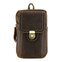 Cool Brown Leather Mens Belt Case Belt Pouch Mini Waist Pouch Belt Bags For Men - iwalletsmen