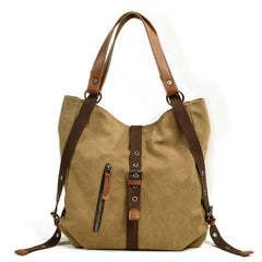 Mens Waxed Canvas Leather Tote Bag Canvas Handbag Canvas Shoulder Bag for Men - iwalletsmen