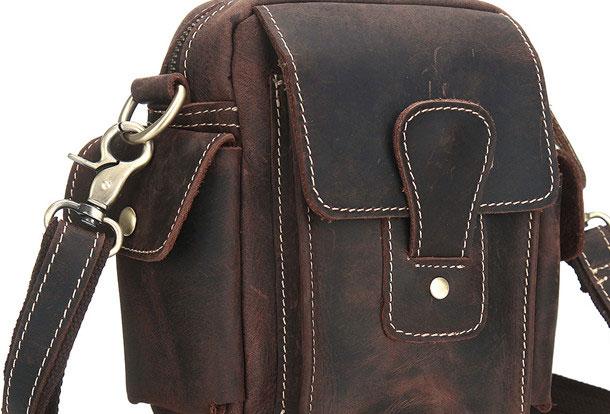 Cool Leather Mens Camera Bag Small Shoulder Bag Crossbody Bag For Men - iwalletsmen