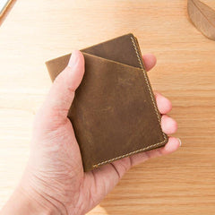 Brown Cool Leather Mens Small Wallets Front Pocket Wallet Vintage Thin Bifold billfold Wallet for Men - iwalletsmen