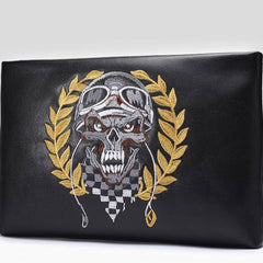 Handmade Leather Mens Clutch Cool Slim Wallet Zipper Clutch Wristlet Wallet for Men - iwalletsmen