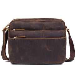 Casual Coffee Leather 10 inches Small Courier Bag Messenger Bags Postman Bags for Men - iwalletsmen