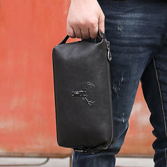 hygiene bag for men Black Leather mens travel cosmetic bags