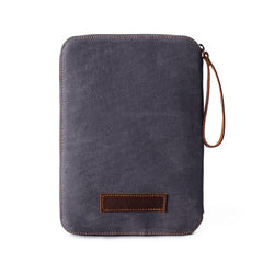 Cool Waxed Canvas Leather Mens Wristlet Bag Work Clutch Zipper Bag for Men - iwalletsmen