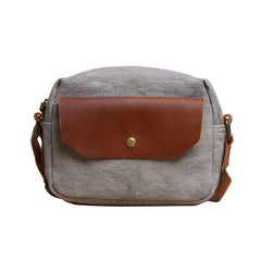 Cool Mens Canvas Leather Side Bag Gray Courier Bag Messenger Bag for Men - iwalletsmen