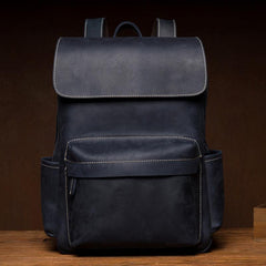 Brown Casual Mens Leather 15inches Computer Backpacks Black Travel Backpack College Backpacks for men - iwalletsmen