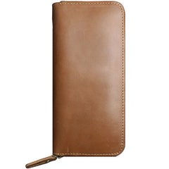 Handmade Leather Mens Cool Zipper Phone Travel Long Wallet Card Holder Card Slim Clutch Wallets for Men