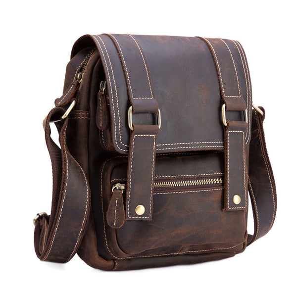 Cool Leather Vintage Mens Brown Small Side Bag Small Shoulder Bags For Men - iwalletsmen