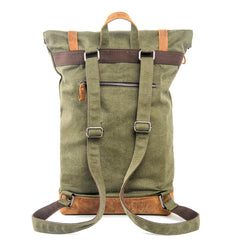 Cool Canvas Leather Mens Large Waterproof Green Backpack Travel Backpack Black Computer Backpack for Men - iwalletsmen