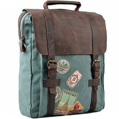 Cool Mens Canvas Leather Travel Backpack Canvas Backpack Canvas School Bag for Men - iwalletsmen