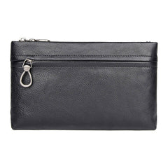 BLACK MENS LEATHER Yellow SLIM ZIPPER CLUTCH WRISTLET PURSE BAG CLUTCH BAG FOR MEN - iwalletsmen