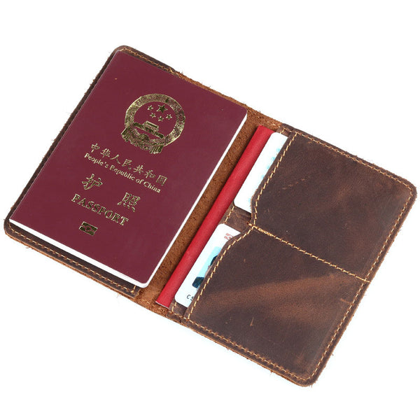 Mens Slim Leather Passport Wallet Bifold Long Passport Wallet Travel Wallet For Men - iwalletsmen