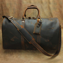 Large Leather Mens Barrel Overnight Bags Weekender Bag Travel Bags For Men - iwalletsmen