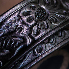 Handmade Genuine Leather Tooled Mens Belt Custom Cool Leather Men Black Belt for Men