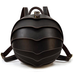 Dark Coffee Beetle Style Leather Men's Unique Backpack Hemisphere Travel Backpack College Backpack For Men - iwalletsmen