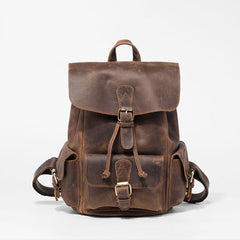 Vintage Mens Leather Small Backpack Travel Backpack Leather School Backpacks for Men - iwalletsmen
