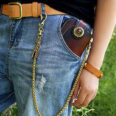 Handmade Mens Cool Leather Chain Wallet Biker Trucker Wallet with Chain