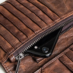 Genuine Leather Mens Cool billfold Leather Wallet Men Cards Wallets Bifold for Men