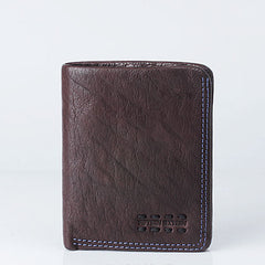 Genuine Leather Mens Cool Slim Leather Wallet Men Small Wallets Bifold for Men