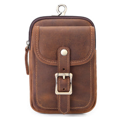 Brown Leather Cell Phone Holster Waist Pouches Belt Pouch Belt Bag For Men - iwalletsmen