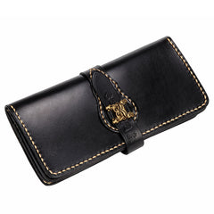 Handmade Leather Mens Clutch Cool Leather Wallet Long Phone Wallets for Men