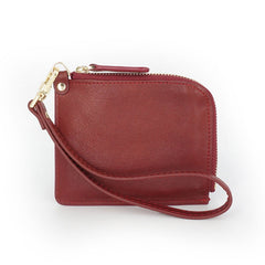 Leather Mens Zipper Small Wallet Wristlet Wallet Clutch Wallet Small Wallet for Men - iwalletsmen
