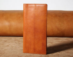 Slim Genuine Leather Mens Long Leather Wallet Slim Front Pocket Long Wallet for Men