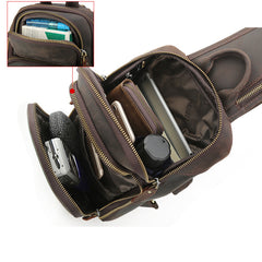 Vintage Brown Leather Men's One Shoulder Backpack Chest Bag Sling Crossbody Pack For Men - iwalletsmen