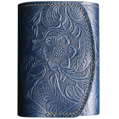 leather key wallet Navy Leather Wallet for Keys Mens Key Wallet Car Key Wallet Trifold Key Wallet Holder Key Case Wallet