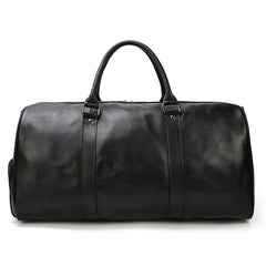 Cool Black Large Leather Men's Overnight Bag Weekender Bag Travel Luggage Bag For Men - iwalletsmen