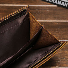 Cool Vintage Mens Brown Leather Brifold Long Wallet for Men Long Wallet - iwalletsmen