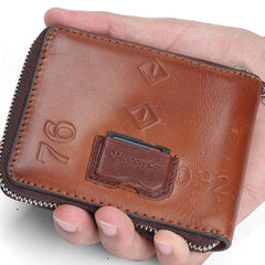 Handmade Mens Cool billfold Leather Wallet Men Small Wallets Bifold for Men