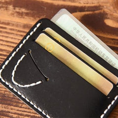 Handmade Mens Cool billfold Leather Wallet Men Small Card Slim Wallets for Men