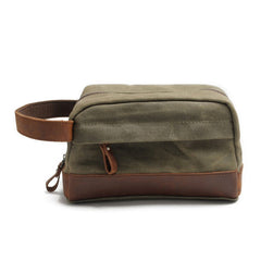 Cool Waxed Canvas Leather Mens Wristlet Bag Vintage Clutch Zipper Bag for Men - iwalletsmen