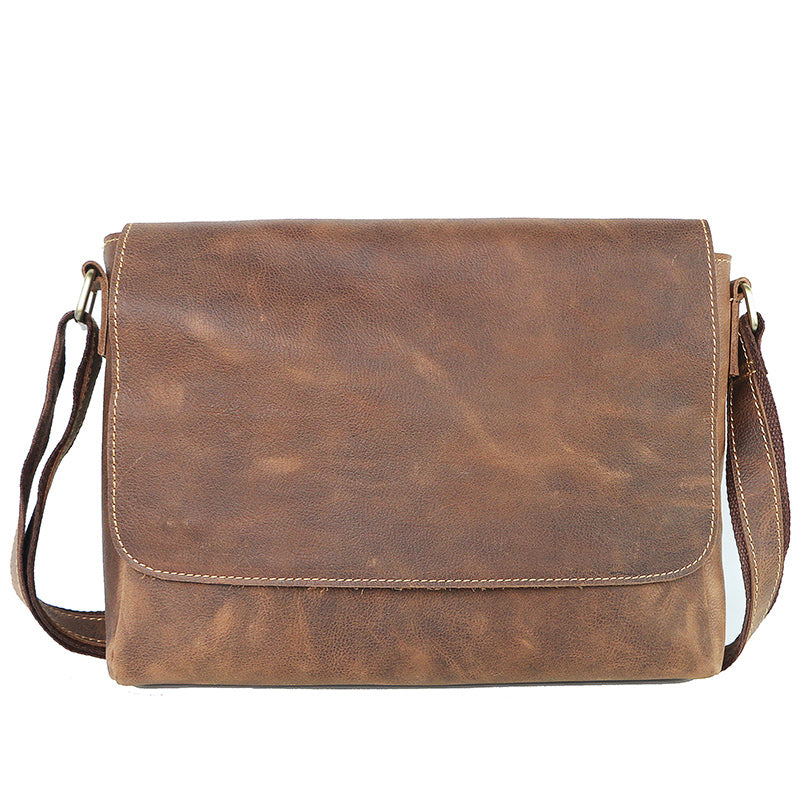 Cool Black Leather Mens 10 inches Courier Bags Coffee Brown Messenger Bags Postman Bag For Men - iwalletsmen
