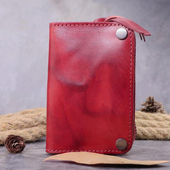 Brown Leather Key Case Key Wallet Men's Dark Coffee Key Holder Red Card Holder For Men - iwalletsmen