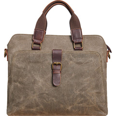 Mens Gray Canvas Briefcase Handbag Work Bag Business Bag for Men - iwalletsmen