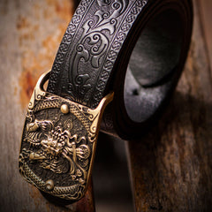 Handmade Genuine Leather Mens Belt Custom Cool Leather Men Black Belt for Men