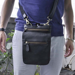 Mens Leather Small Side Bag COURIER BAG Waist Pouch Holster Belt Case Belt Pouch for Men - iwalletsmen