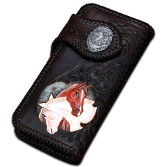 Handmade Leather Horse Mens Chain Biker Wallet Cool Leather Wallet With Chain Wallets for Men