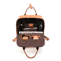 Brown Leather Mens School Backpack Travel Backpack Handbag 13inch Computer Backpack for Men - iwalletsmen